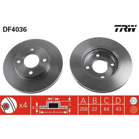 DF4036  Brake disc TRW 