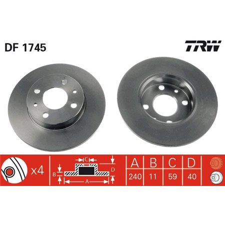 DF1745 Brake Disc TRW