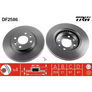 DF2586 Brake Disc TRW - Top1autovaruosad