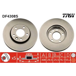 DF4308S  Brake disc TRW 