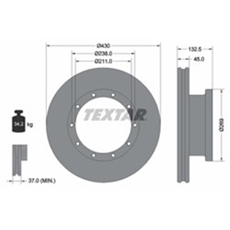 93087900 Тормозной диск TEXTAR
