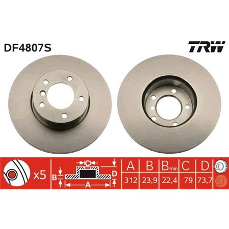 DF4807S Тормозной диск TRW