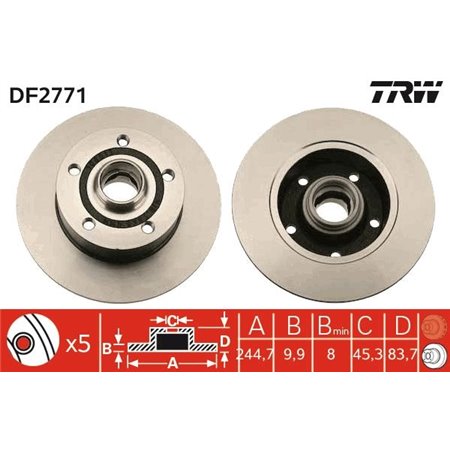 DF2771 Brake Disc TRW