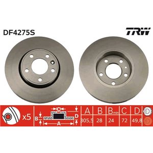 DF4275S  Brake disc TRW 