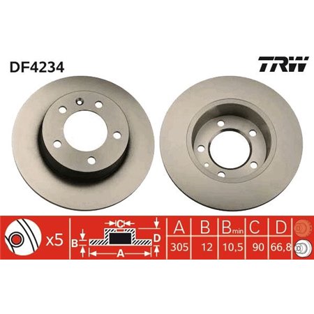 DF4234 Brake Disc TRW