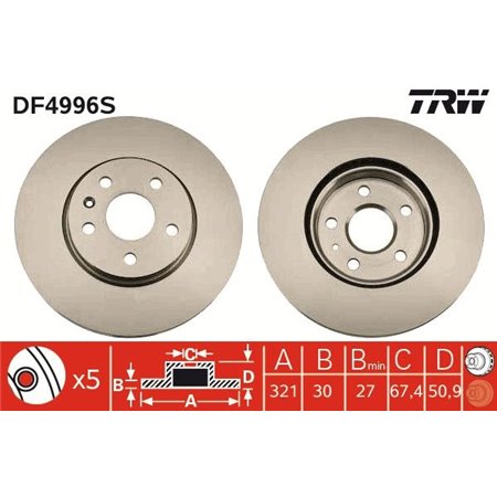 DF4996S Brake Disc TRW