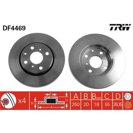DF4469  Brake disc TRW 