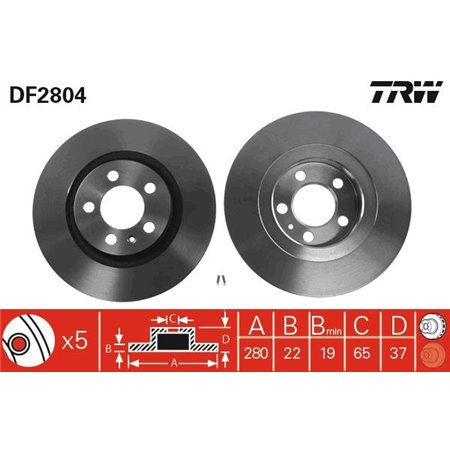 DF2804 Brake Disc TRW