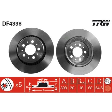 DF4338 Brake Disc TRW