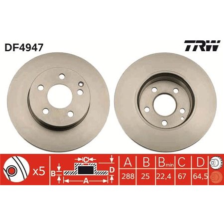 DF4947  Brake disc TRW 
