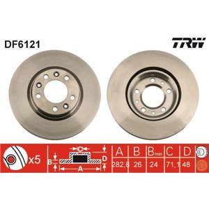 DF6121 Brake Disc TRW - Top1autovaruosad