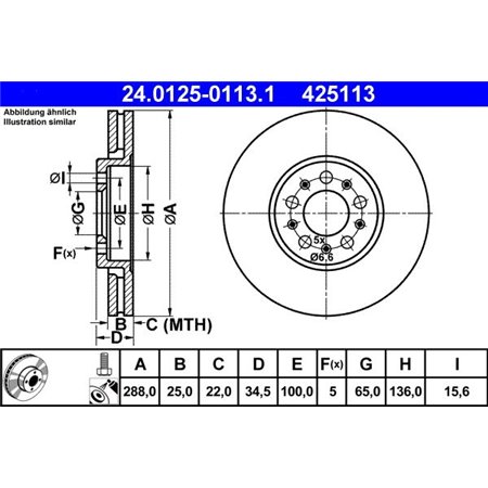 24.0125-0113.1 Тормозной диск ATE