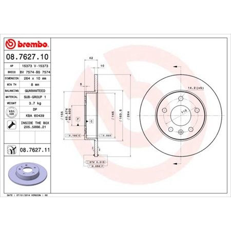 08.7627.11 Brake Disc BREMBO