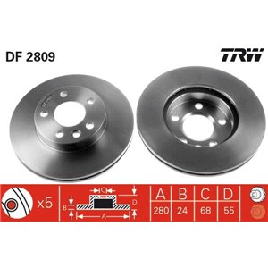 DF2809 Brake Disc TRW - Top1autovaruosad