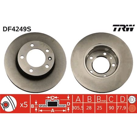 DF4249S Тормозной диск TRW