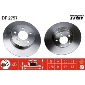 DF2757 Brake Disc TRW - Top1autovaruosad