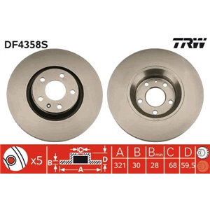 DF4358S Brake Disc TRW - Top1autovaruosad