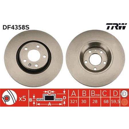 DF4358S Brake Disc TRW
