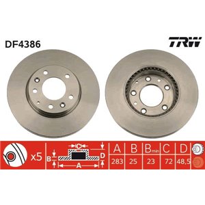 DF4386  Brake disc TRW 