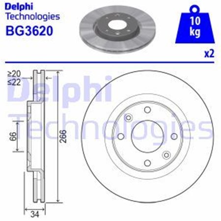 BG3620 Brake Disc DELPHI