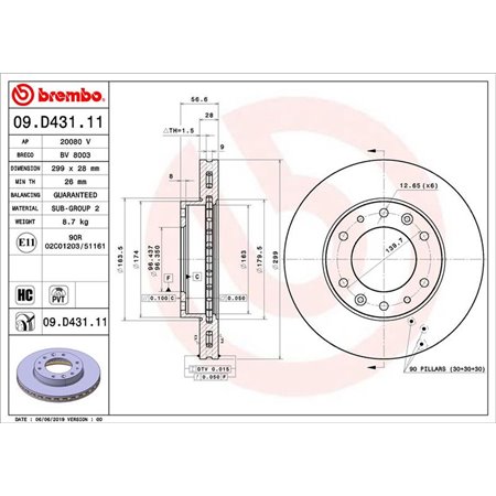 09.D431.11 Bromsskiva BREMBO