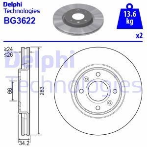 BG3622 Тормозной диск DELPHI     