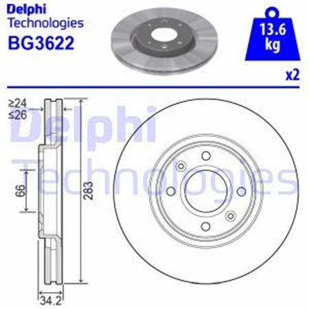 BG3622 Brake Disc DELPHI