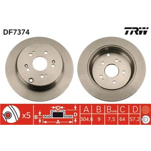 DF7374 Brake Disc TRW - Top1autovaruosad