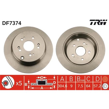DF7374 Brake Disc TRW