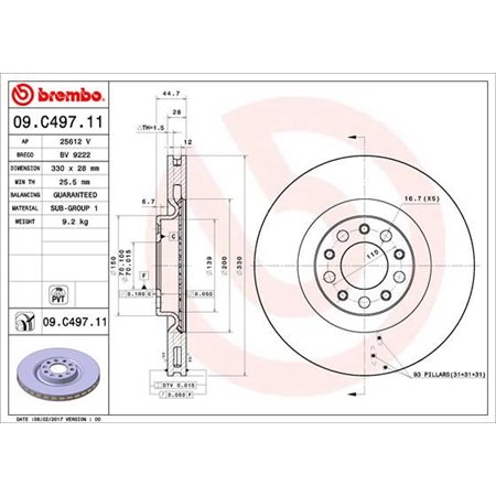 09.C497.11 Тормозной диск BREMBO