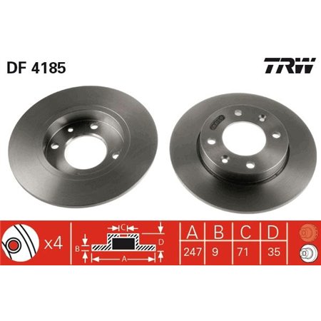 DF4185 Brake Disc TRW