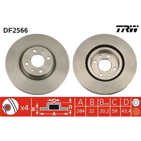 DF2566 Brake Disc TRW
