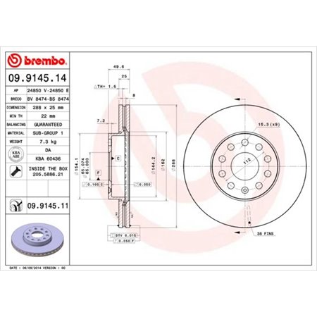 09.9145.11 Brake Disc BREMBO