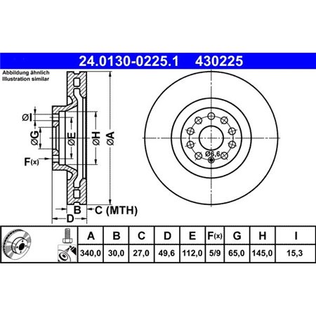 24.0130-0225.1 Brake Disc ATE