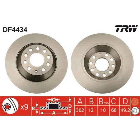DF4434  Brake disc TRW 