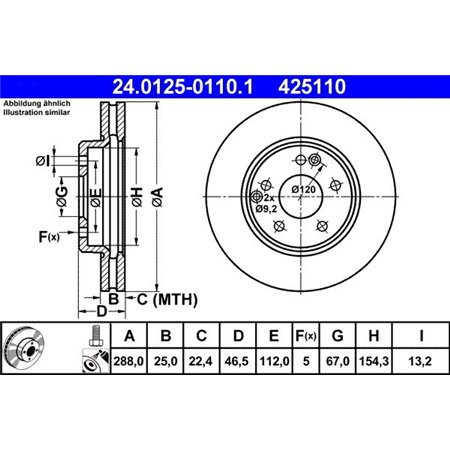24.0125-0110.1 Тормозной диск ATE