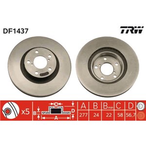 DF1437  Brake disc TRW 