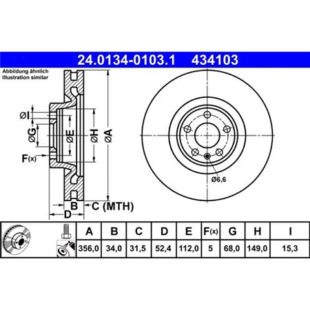 24.0134-0103.1 Brake Disc ATE