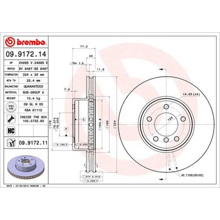 09.9172.11 Brake Disc BREMBO