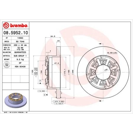 08.5952.10 Bromsskiva BREMBO