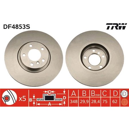 DF4853S  Brake disc TRW 