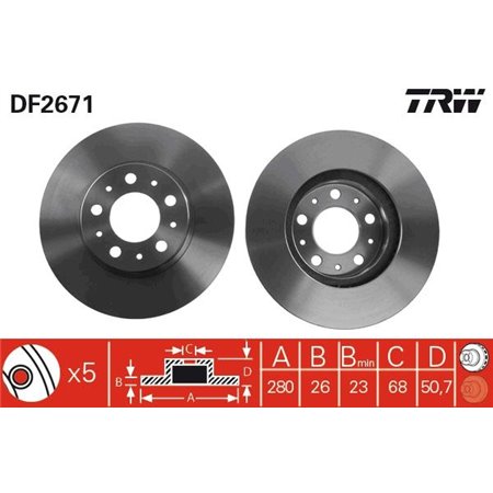 DF2671  Brake disc TRW 
