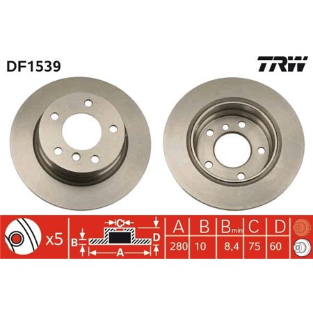 DF1539 Brake Disc TRW