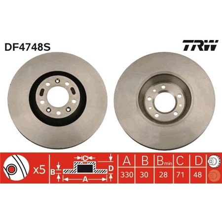 DF4748S  Brake disc TRW 