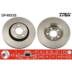 DF4053S Brake Disc TRW - Top1autovaruosad