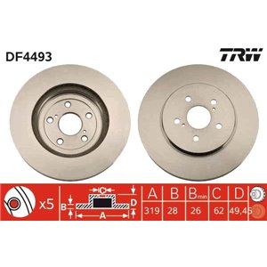 DF4493 Brake Disc TRW - Top1autovaruosad