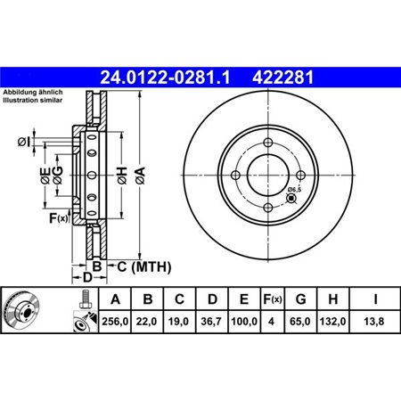 24.0122-0281.1 Brake Disc ATE