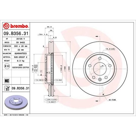 09.B356.31 Bromsskiva BREMBO