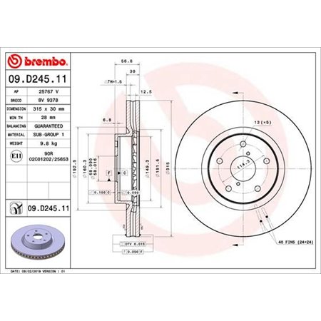 09.D245.11 Bromsskiva BREMBO