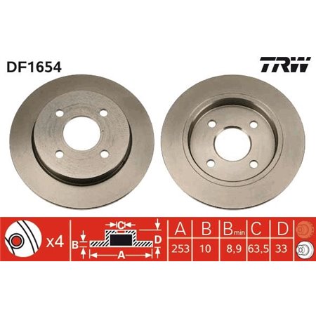 DF1654 Brake Disc TRW